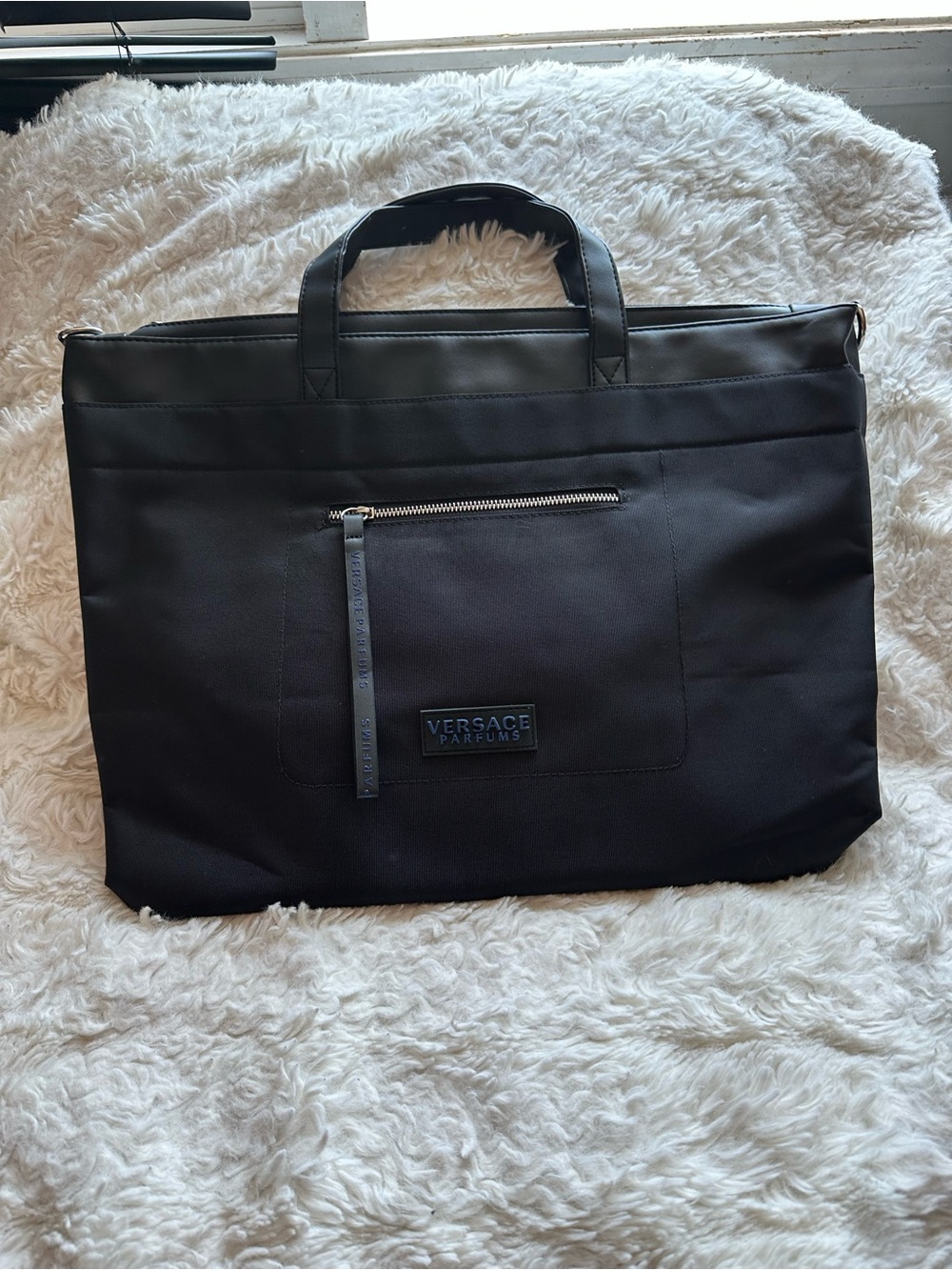 Brand New Never Used Versace Parfums Black Tote Bag - Sleek Everyday Carry